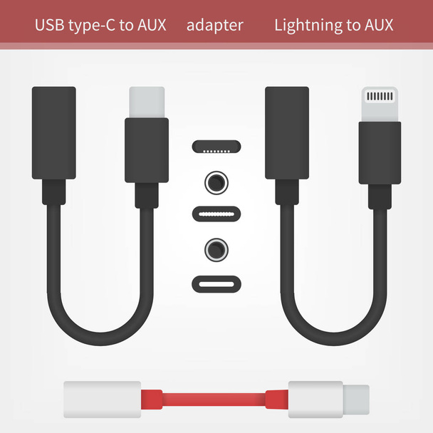 Type-C to 3.5 mm Audio Aux Jack Adapter - Vector, Image