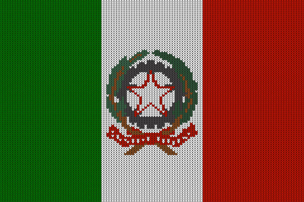 Bandeira e brasão de armas da República da Itália em um vetor de malha textura de lã. Bandeira italiana de malha e emblema criar um padrão sem costura
 - Vetor, Imagem