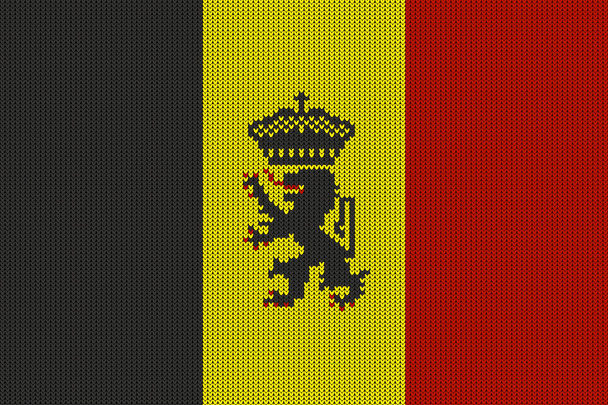 Regierung Fähnrich von Belgien auf Vektor gestrickte Wolltextur. Gestrickte belgische Staatsflagge schafft nahtloses Muster - Vektor, Bild