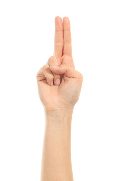 Hand gesture number two - Foto, afbeelding