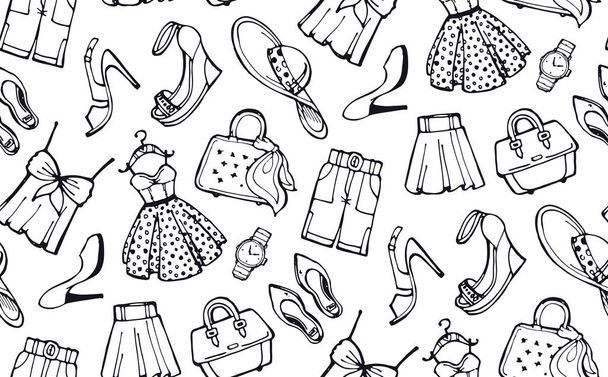 Hand drawn doodle fashion pattern - Vector, Image