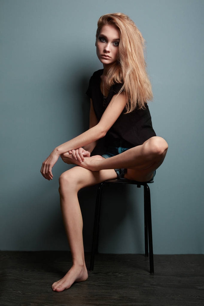 Portrait of young beautiful girl with blonde hair.  - Foto, afbeelding