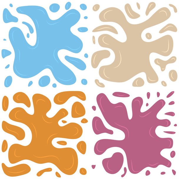 Набор из четырех разноцветных всплесков на белом фоне
 - Вектор,изображение