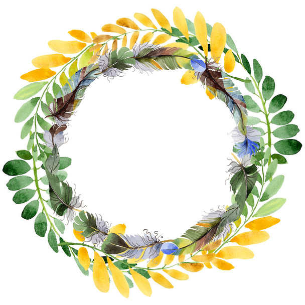 Autumn leaf of acacia wreath in a hand drawn watercolor style. - Φωτογραφία, εικόνα