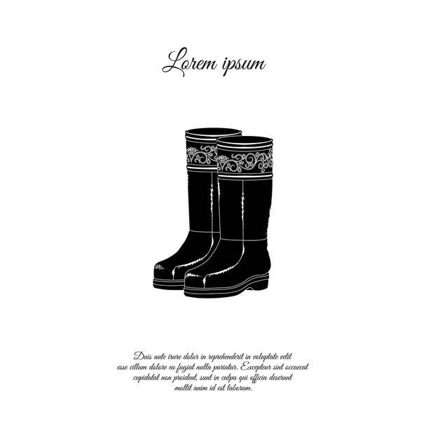High Fur Boots. Thorbasa. Boots of deerskin, Fur boots - Vector, Image