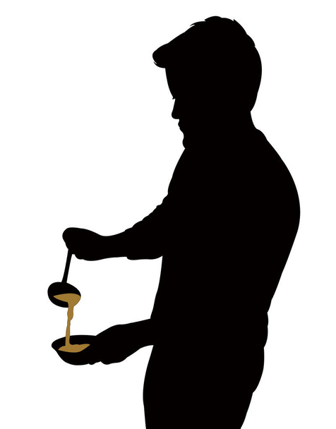 a cooker man body silhouette vector - Vector, Image