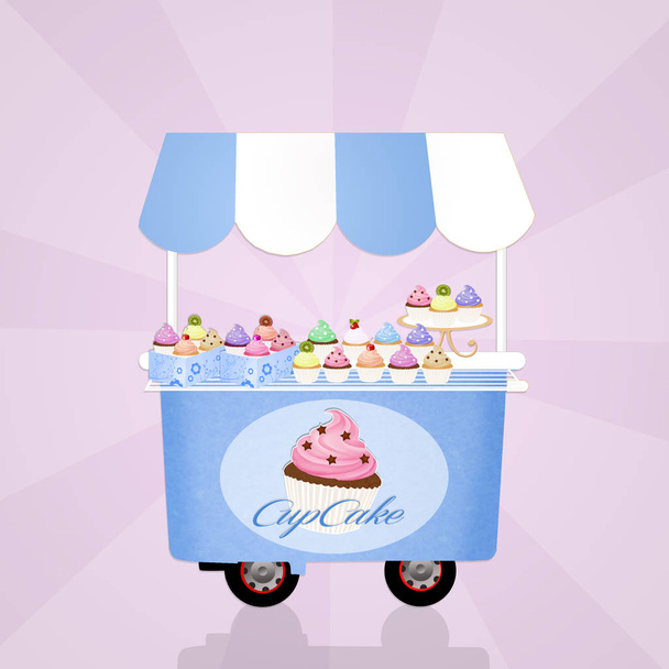 illustration of cupcake shop - Foto, Imagem