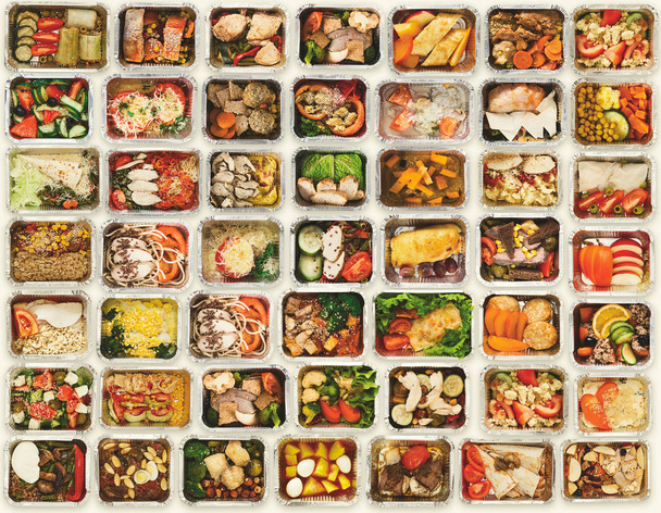 Комплект забрать коробки с едой на белом фоне
 - Фото, изображение