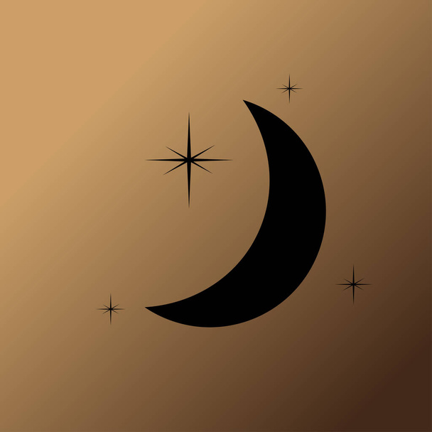 Значок вектора Луны и звёзд
 - Вектор,изображение