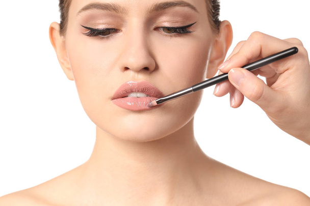 visage artist applying makeup on face  - Foto, Imagem