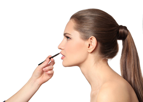 visage artist applying makeup on face  - Φωτογραφία, εικόνα