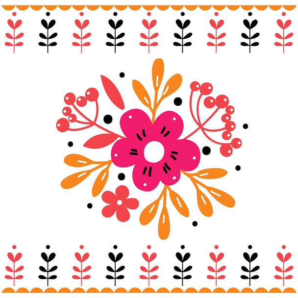 Card with stylized flowers on white background. Vector illustration. - Vektor, Bild