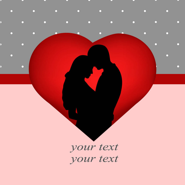 Invitation card with a couple in vintage style. Valentine's Day. - Vector, Image