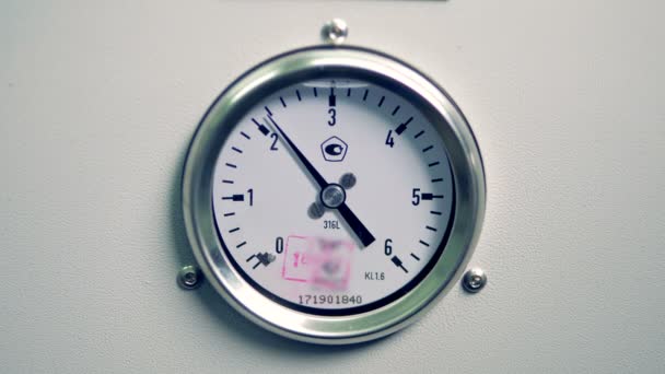 Pressure gauge working isolated on a white background. Close up. - Footage, Video