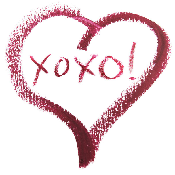 Knuffels en kusjes Xoxo bericht In hart vorm - Foto, afbeelding