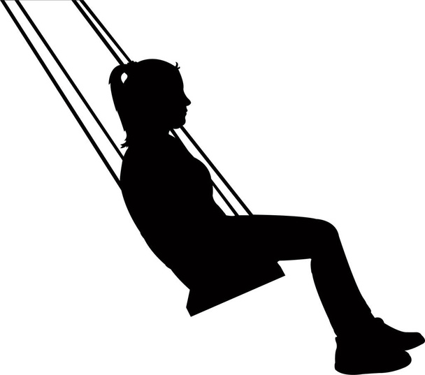 fille sur swing, silhouette vecteur
 - Vecteur, image