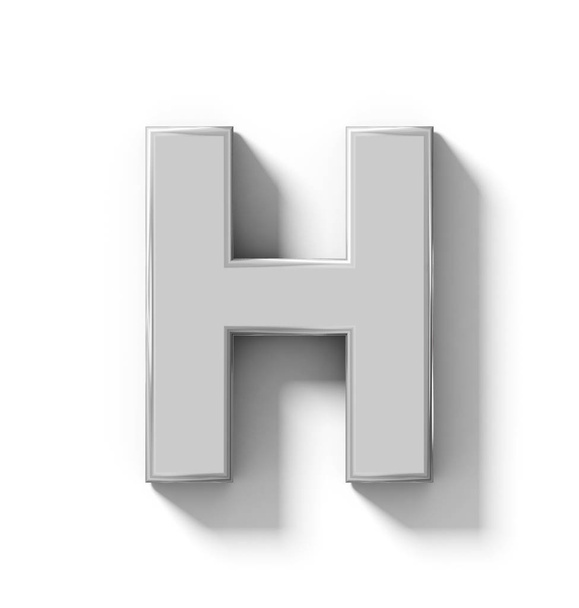 letter H 3D silver isolated on white with shadow - orthogonal pr - Φωτογραφία, εικόνα