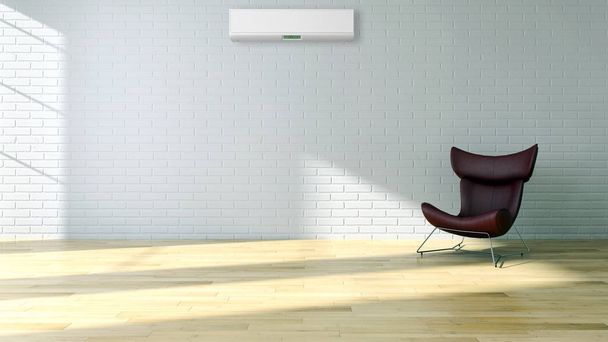 modernes helles Interieur mit Klimaanlage 3d Rendering illust - Foto, Bild