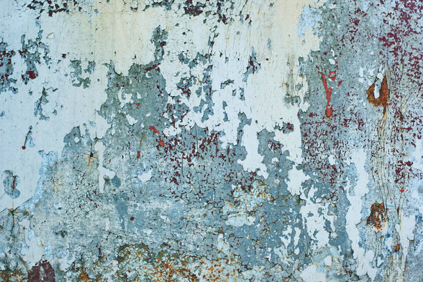 Texture of vintage rusty gray iron wall background with many layers of paint and rust - Photo, Image