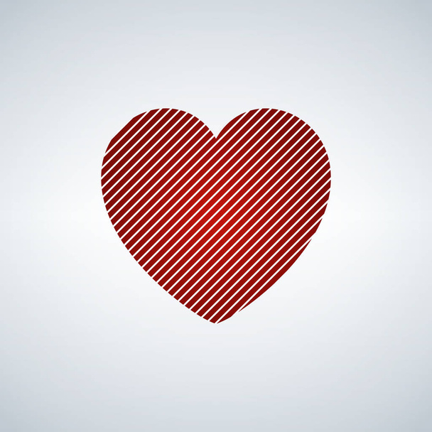 rotes Herz mit diagonalen Streifen, Vektordarstellung isoliert auf weißem Hintergrund. - Vektor, Bild