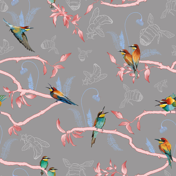 Seamless pattern of african bee eater - 写真・画像