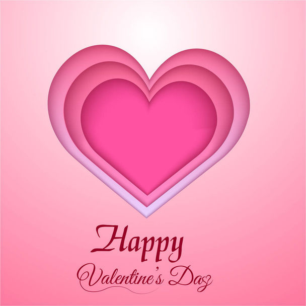 O cartão de saudação de Valentim com papel recortou o coração rosa. Vetor
 - Vetor, Imagem