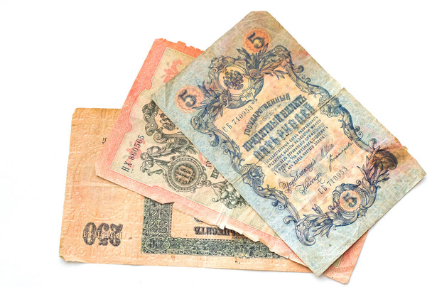 Régi orosz rubel bankjegy, 1909 körül. Royal vagy a cár Oroszország - bill 1909: egy számlát nyomtatni nemzeti jelkép - kétfejű sas. - Fotó, kép