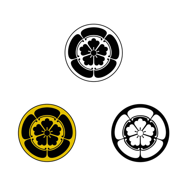 Oda Samurai Crest. Grafica vettoriale dello stemma conosciuto come mon del clan giapponese dei Samurai
. - Vettoriali, immagini