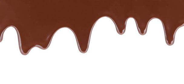 Λιώσιμο της σοκολάτας σε λευκό φόντο και μοτίβο - Φωτογραφία, εικόνα