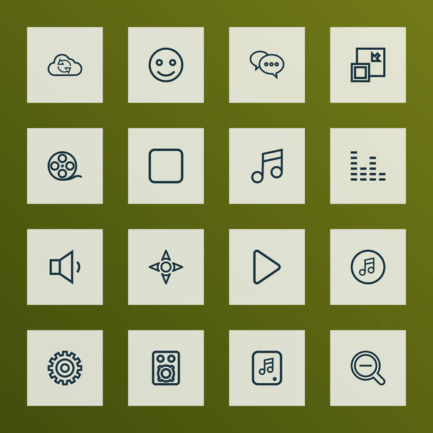 Music icons line style set with decrease, speaker, begin and other gear elements. Isolated vector illustration music icons. - Vektör, Görsel
