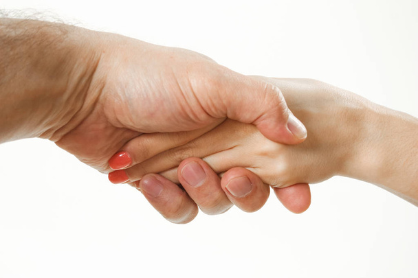 handshake muže a ženy. ruce bez oblečení. - Fotografie, Obrázek