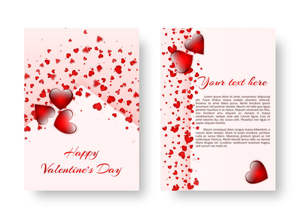Romantic background with red hearts - Vector, Image