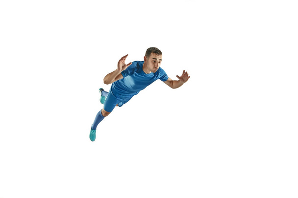 Professional football soccer player isolated white background - Fotografie, Obrázek
