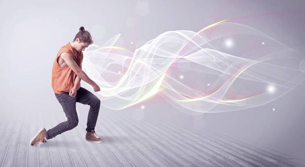 Urban breakdancer dancing with white lines - Valokuva, kuva