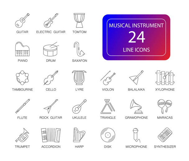Conjunto de ícones de linha. Pacote de instrumentos musicais. Ilustração vetorial
 - Vetor, Imagem