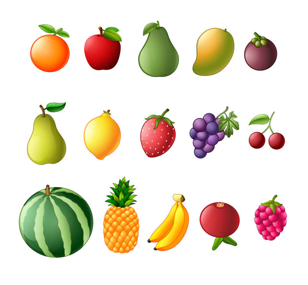 新鮮なフルーツのセットのコレクション - ベクター画像
