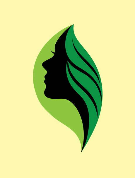 自然少女ロゴ、アートのベクトルのデザイン  - ベクター画像