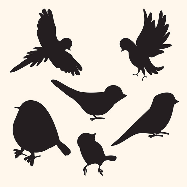 Pájaros siluetas colección vector
 - Vector, imagen