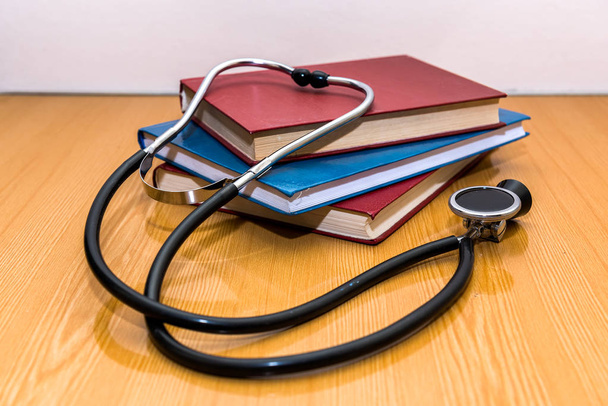 Table of a Medical Student with Stethoscope and Books - Photo, Image