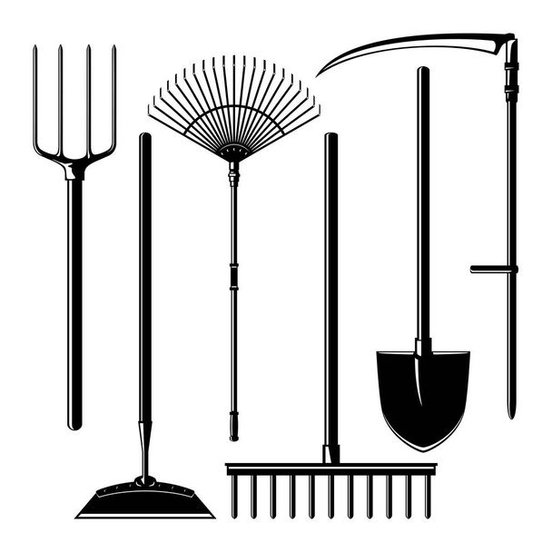 Сельскохозяйственные инструменты, изолированные на белом фоне
 - Вектор,изображение