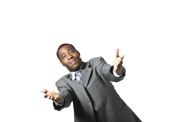 Black businessman portrait wearing suit over white background  - Foto, Imagem