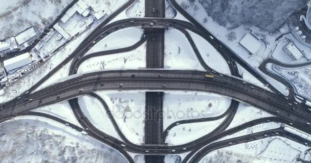 Aerial view of a turbine road interchange in Kiev. - Footage, Video