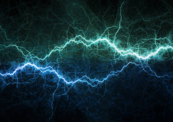 Blue lightning bolt, plasma power and energy background - Photo, Image