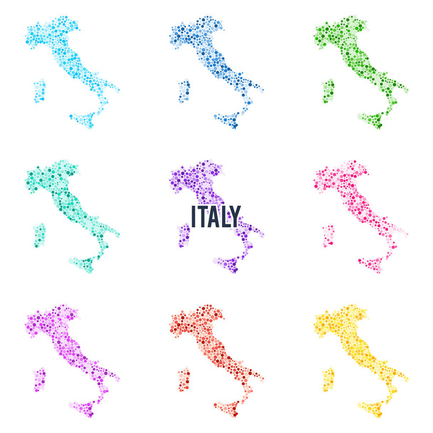Διάνυσμα διάστικτη πολύχρωμος Χάρτης της Ιταλίας. - Διάνυσμα, εικόνα