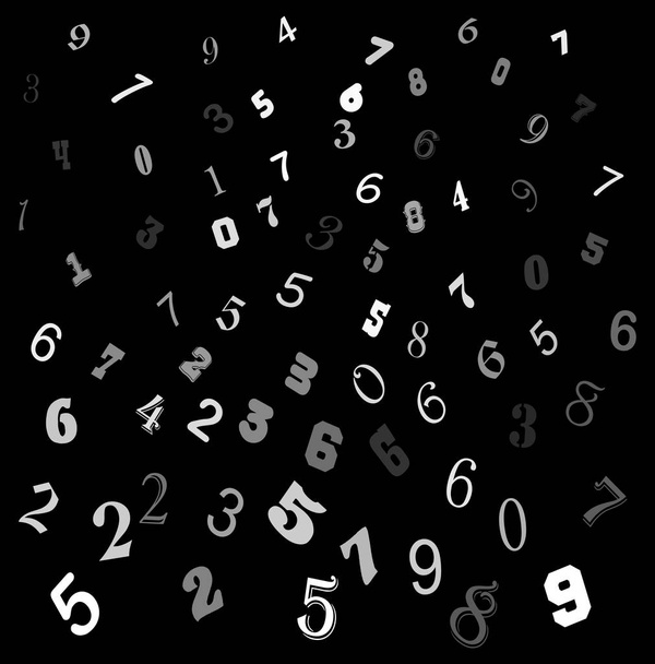 falling white figures, math backdrop on black background - Vector, Image