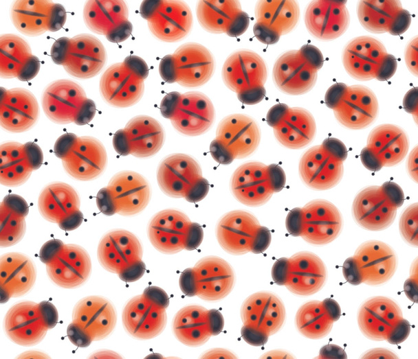 Naadloze leuk patroon van lieveheersbeestjes geïsoleerd op witte achtergrond - Vector, afbeelding