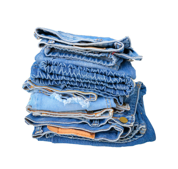 Pile de jeans bleus
  - Photo, image