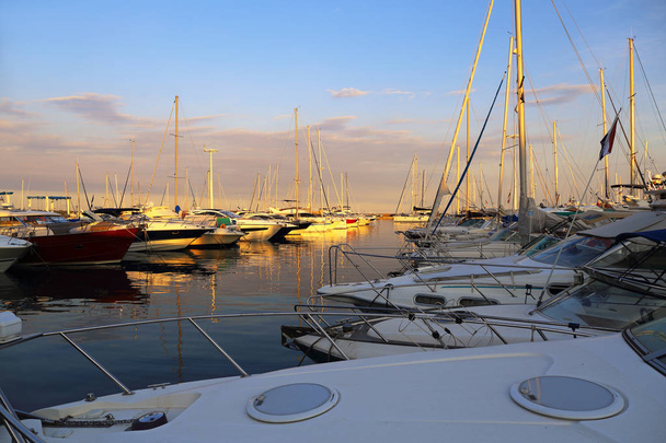 Southern France, view of the port and yachts at sunset - Photo, Image