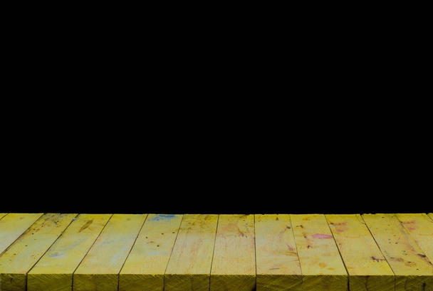  Old table made of planks isolated on black background Shallow d - Foto, Bild
