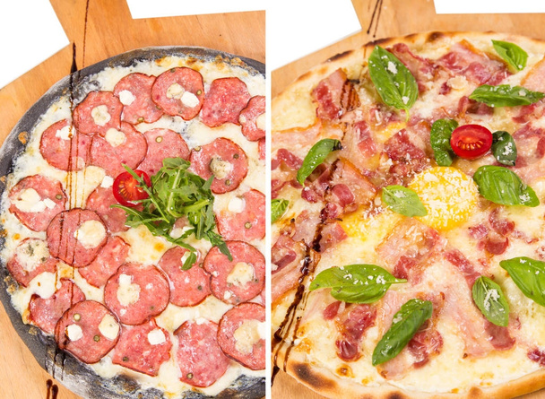kaksi pizzaa eristetty valkoinen
 - Valokuva, kuva